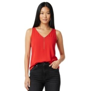 Express Red Sleeveless Zip-Front Blouse NWOT